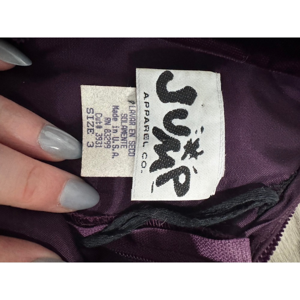 Vintage Jump Apparel Co Purple Velvet Satin Rhinestone Lace Up Maxi Dress Size 3 - Picture 3 of 5